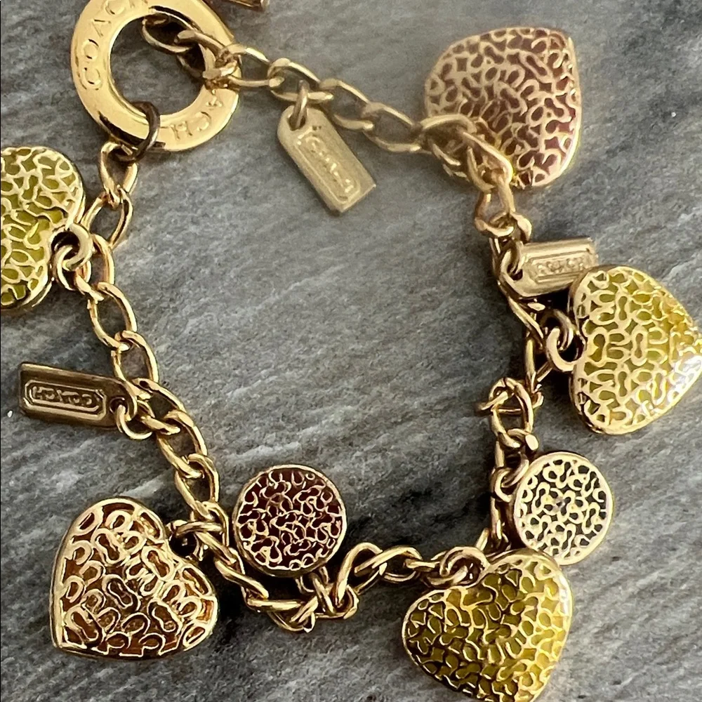 Vintage Coach Gold Heart Charm Bracelet - Picture 3 of 3